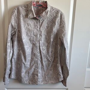Boden Beige Floral Button-Down Shirt